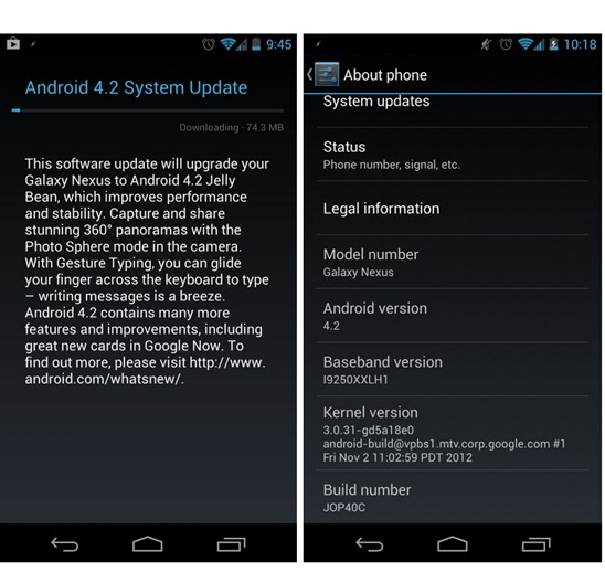 Android 4.2 Update JOP40C for GSM Galaxy Nexus
