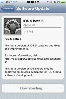 Apple iOS 5 Beta 6