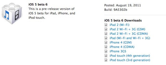 [Download] Apple IOS 5 Beta 6, ITunes 10.5 Beta 6, Apple TV IOS Beta 5 ...