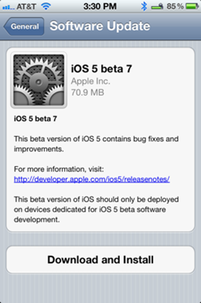 Apple iOS 5 Beta 7
