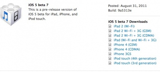 Apple iOS 5 Beta 7