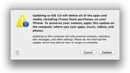 Gadgetian Apple iOS 5 Update Warning