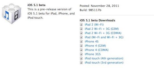 Apple iOS 5.1 Beta 2