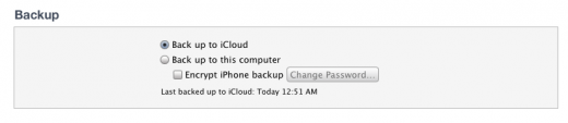 Backup to iCloud from iTunes