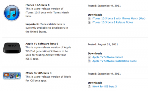 Apple iTunes 10.5 Beta 8, iWork for iOS beta 3