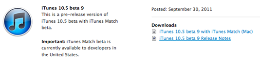 Apple iTunes 10.5 Beta 9 Is Available Now