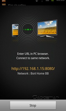 Samsung Galaxy S2 Kies Air app