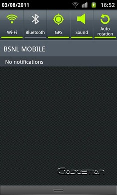 Samsung Galaxy S II Notification Panel