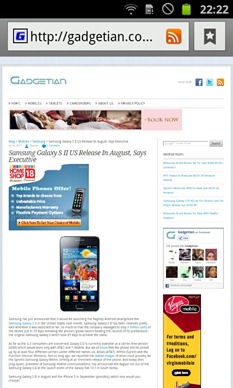 Samsung Galaxy S II browser screenshot 