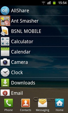 Samsung Galaxy S II Apps List View