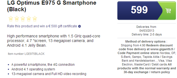 Gigantti is now taking pre-order for the LG Optimus