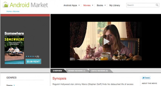 Movie Rentals At Android Market