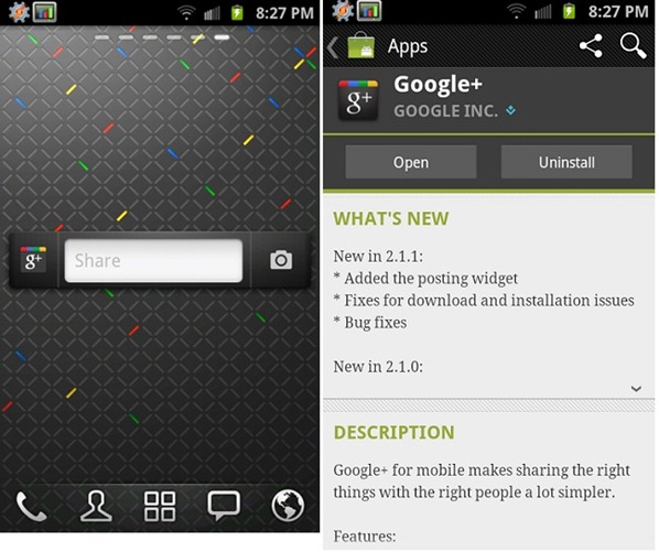 Google+ App Update (v2.1.1)