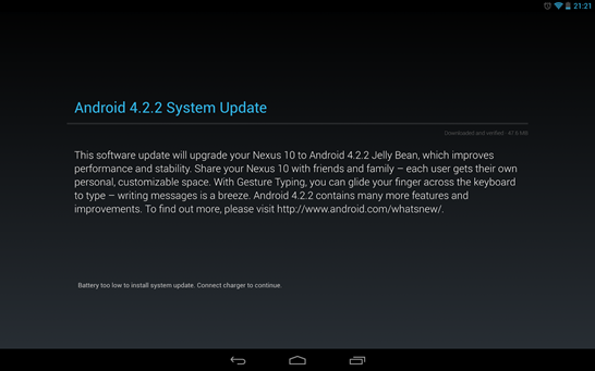Nexus 10 Android 4.2.2 Update JDQ39