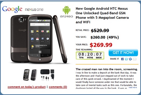 $269 Google Nexus One At DailySteals