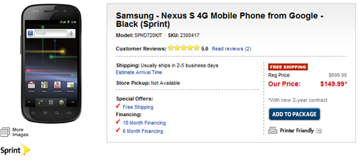 Google Nexus S 4G's Price Drop At Best Buy