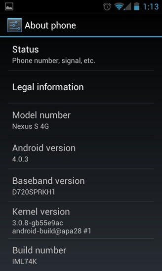 Android 4.0.3 For Nexus S 4G