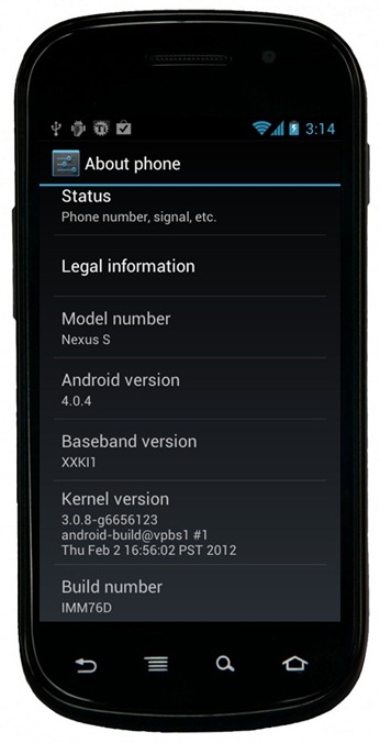 Android 4.0.4 ICS Update IMM76D for Nexus S GSM