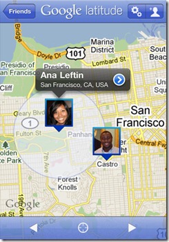 Google Latitude snapshot in iPhone4