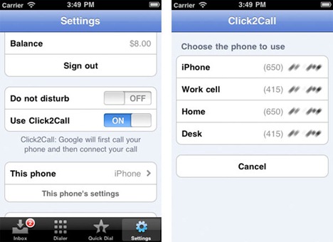 Google Voice Click2Call on iPad & iPod Touch