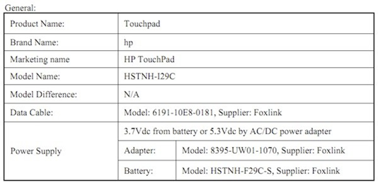 HP Touchpad Hits FCC