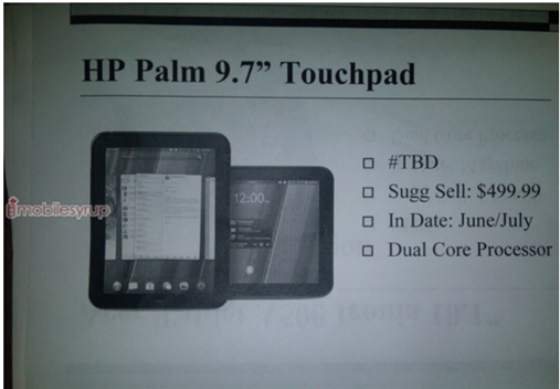 HP Touchpad Price Release Details Leaked