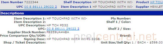 HP Touchpad Walmart Price Leaked