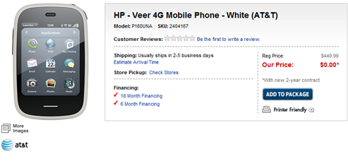 AT&T's HP Veer 4G Black For Free At BBY