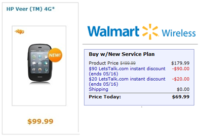 HP Veer 4G Pricing At Walmart And AT&T