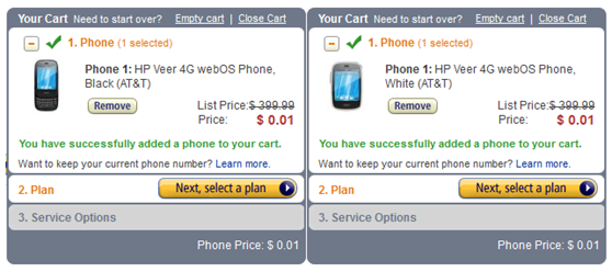 AT&T's HP Veer 4G Black & White Just For $0.01 At Amazon 