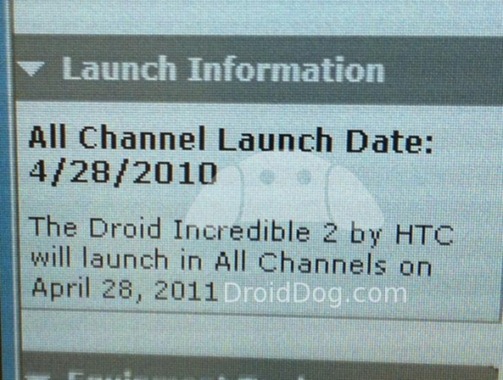 Verizon HTC Droid Incredible 2 Release Date Leaked