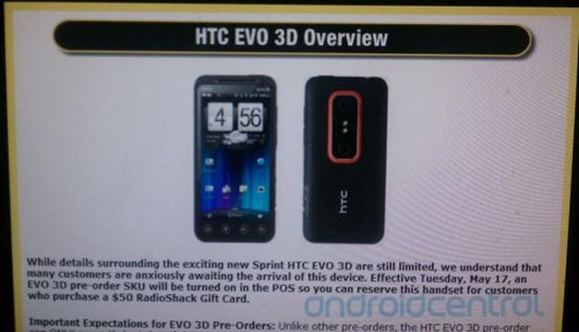 HTC EVO 3D's Secret PreOrders At Radio Shack 