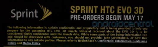 HTC EVO 3D's Secret PreOrders At Radio Shack 