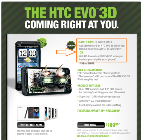 Sprint's HTC EVO 3D Now On Sale AT RadioShack