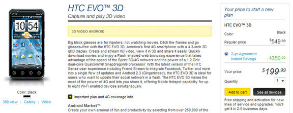 Sprint's HTC EVO 3D Now On Sale