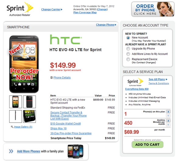 HTC EVO 4G LTE Pre-Order At Wirefly