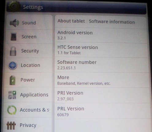 HTC EVO View 4G's Andorid 3.2.1 HC Update
