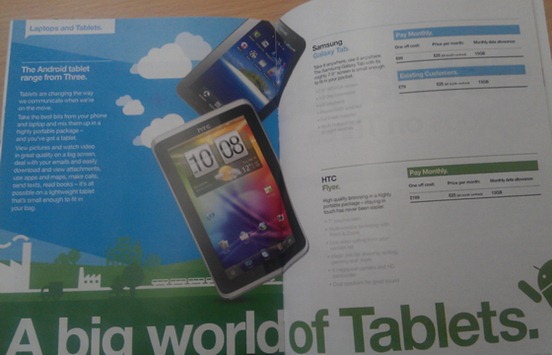 HTC Flyer Pricing At Three UK