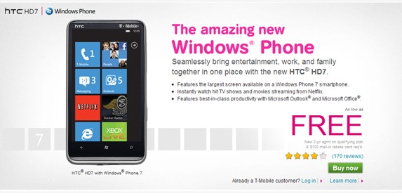 HTC HD7 For Free By TMobile