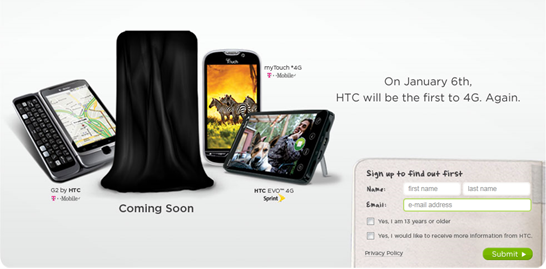 HTC Thunderbolt 4G or Incredible HD Signup Page