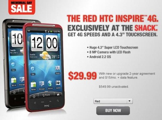 HTC Inspire 4G Red At RadioShack