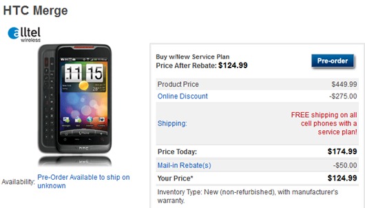 HTC Merge Alltel PreOrder