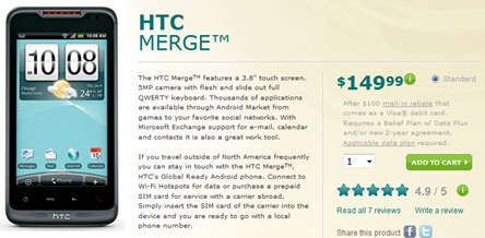 HTC Merge Pricing For US Cellular