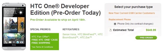 64GB HTC One Dev. Edition Pre-Order