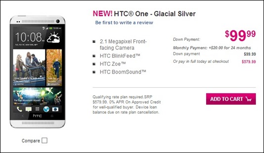 T-Mobile HTC One Pricing
