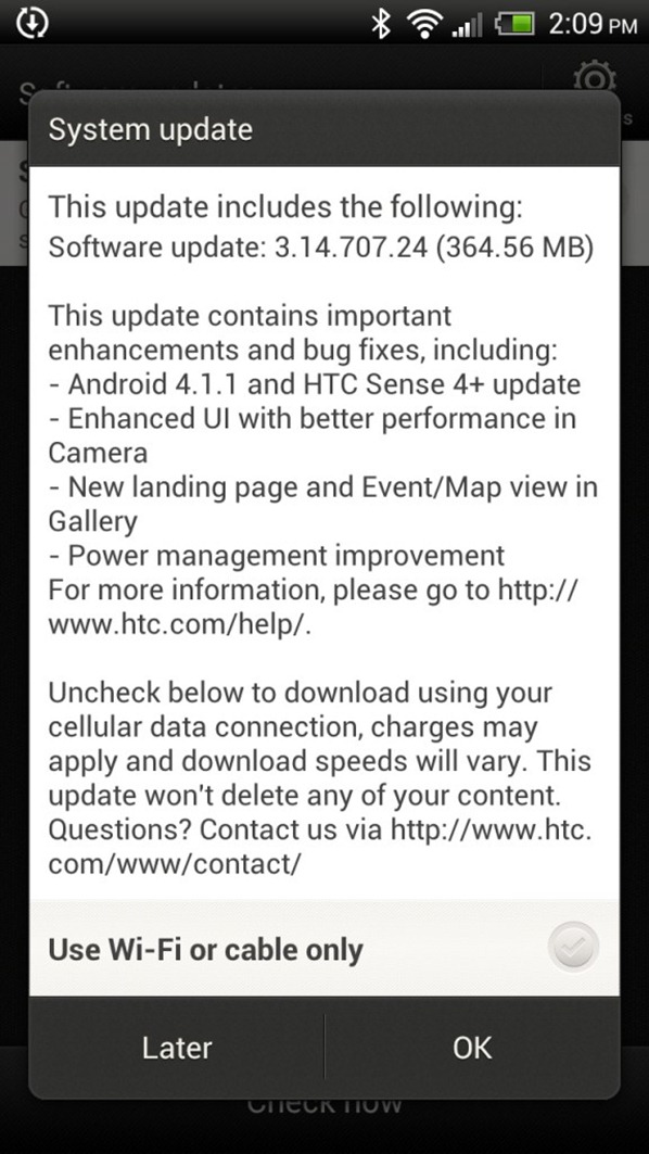 HTC One X Android 4.1.1 Jelly Bean