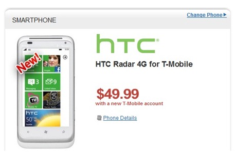 HTC Radar 4G's Price Cut By Wirefly
