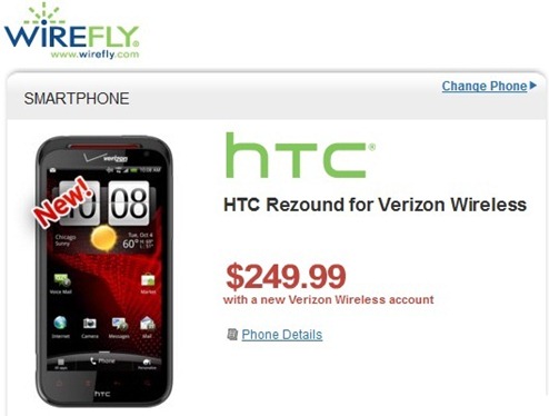 HTC Rezound Price Cut By Wirefly