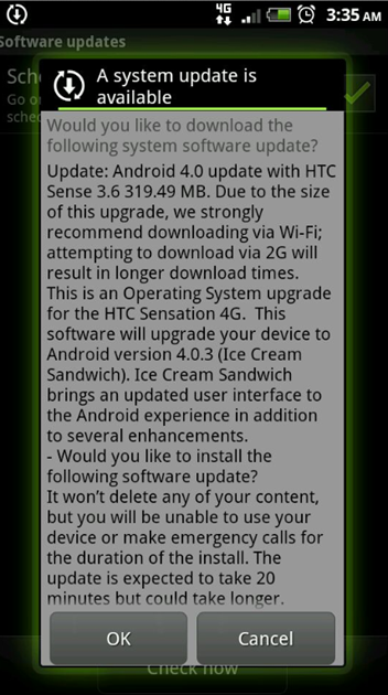 ICS Update For HTC Sensation 4G