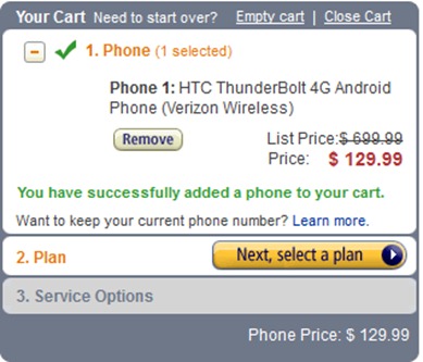 HTC Thunderbolt's Pricing At Amazon